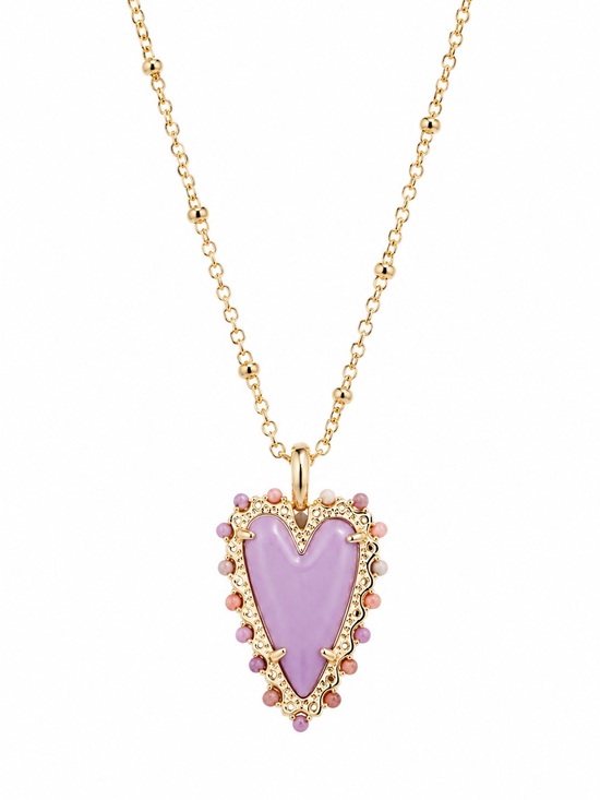 Kendra Scott Jewelry - Kendra Scott Beaded Ansley Gold Lilac Phosphate Heart Necklace